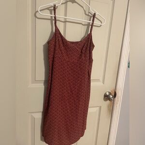 Brandy Melvin red mini dress.